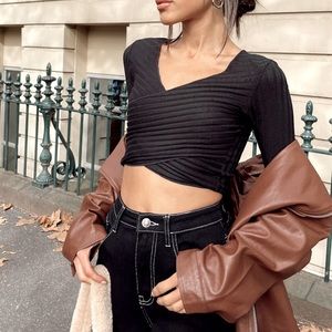 Black Abigail Princess Polly Crop Top